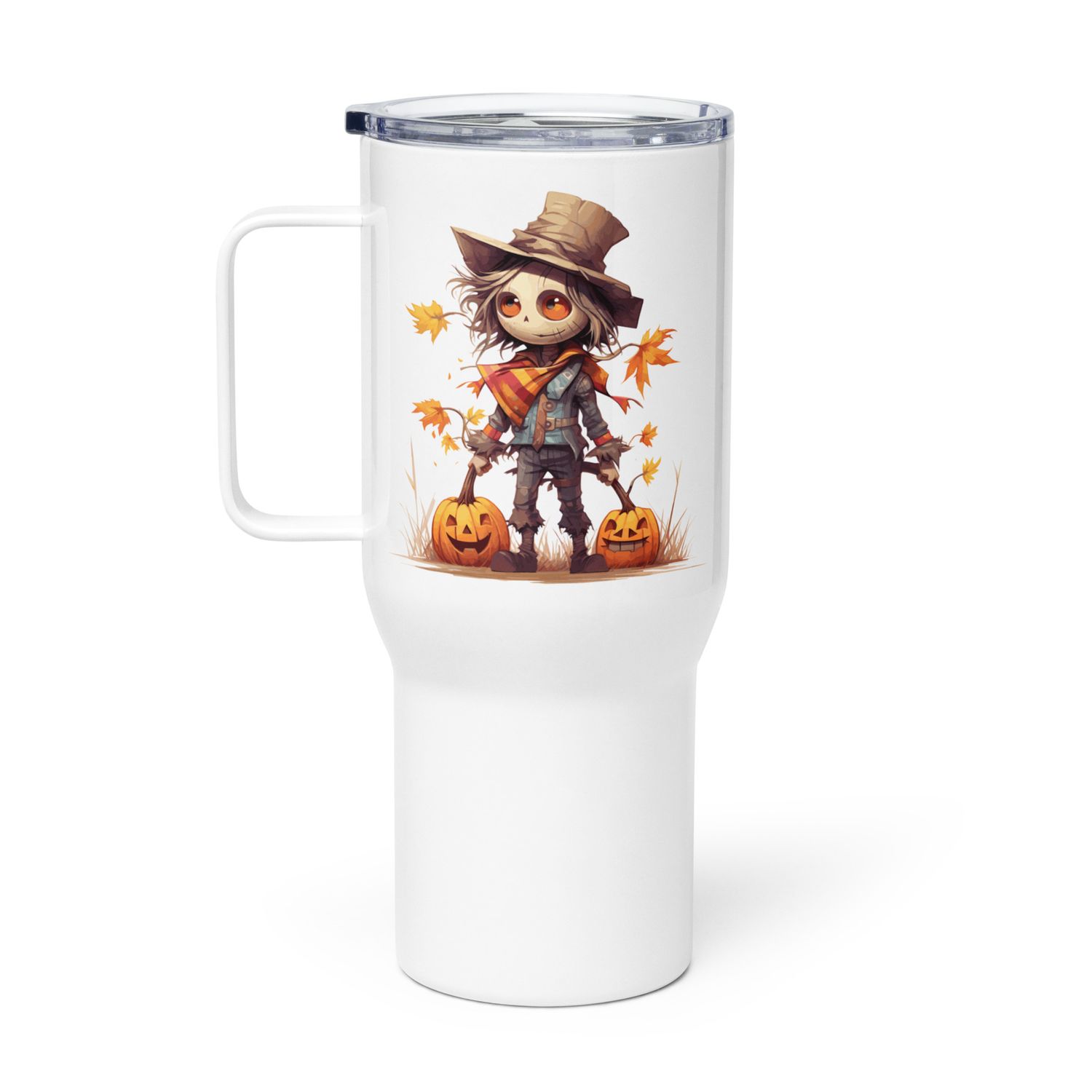 Halloween Scarecrow Boy Pumpkin 1 Travel Mug with a Handle