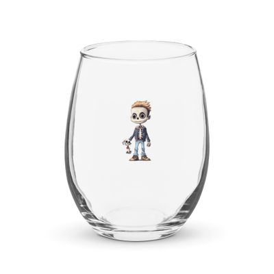 Halloween Skeleton Boy 1 Stemless Wine Glass