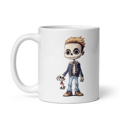 Halloween Skeleton Boy 1 White Coffee Mug