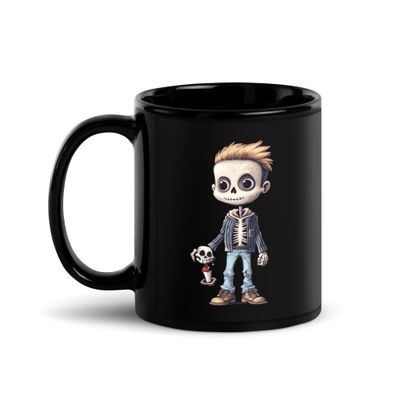 Halloween Skeleton Boy 1 Black Coffee Mug