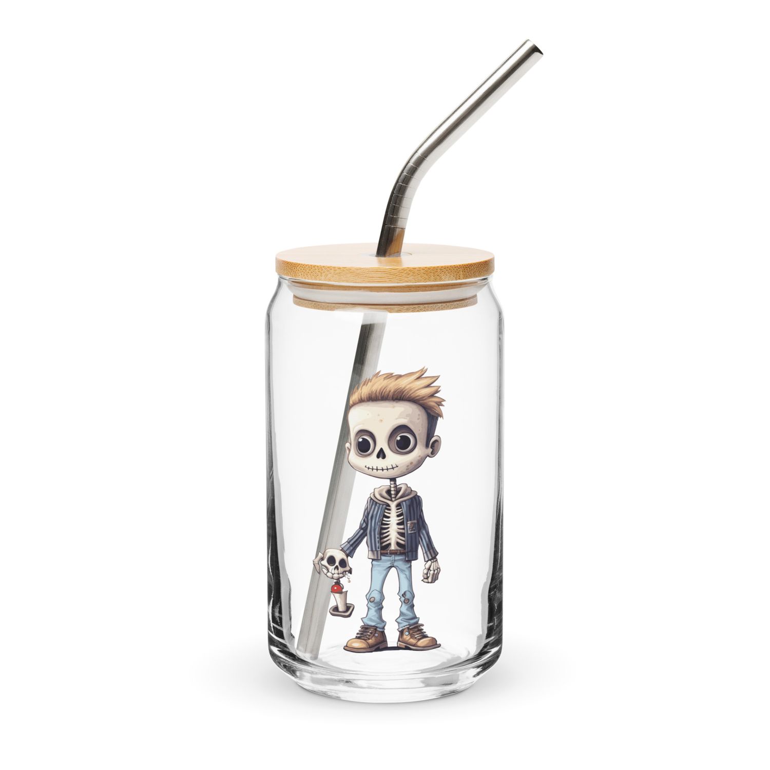 Halloween Skeleton Boy 1 Can-Shaped Glass