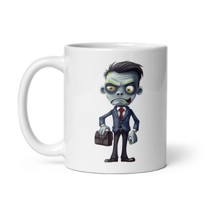 Halloween Zombie in a Suit 1 White Coffee Mug