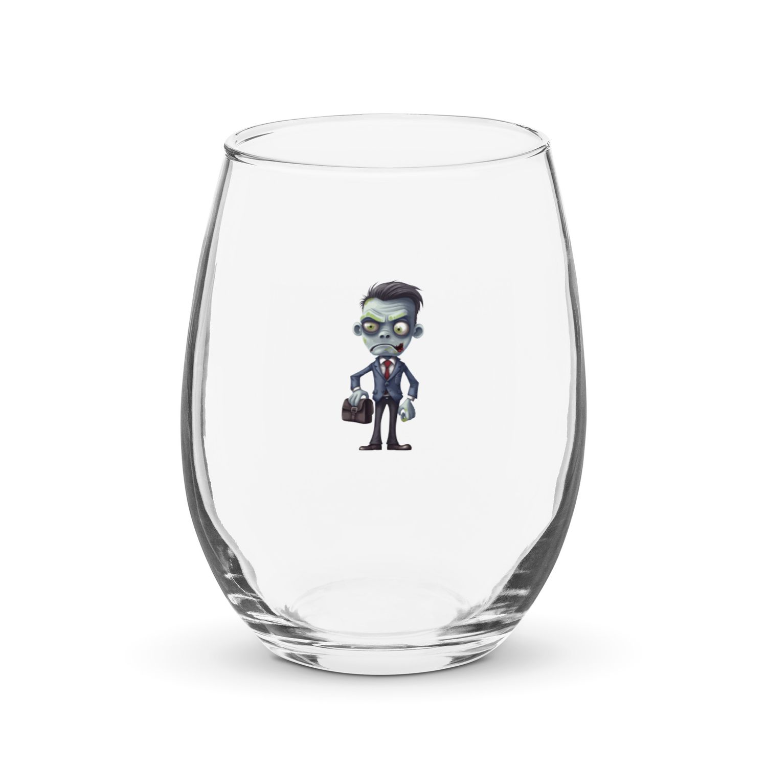 Halloween Zombie in a Suit 1 Stemless Wine Glass