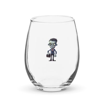 Halloween Zombie in a Suit 1 Stemless Wine Glass