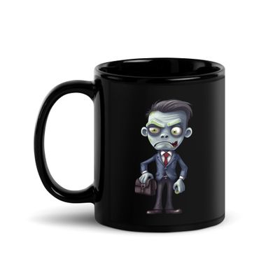 Halloween Zombie in a Suit 1 Black Coffee Mug