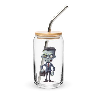 Halloween Zombie in a Suit 1 Can-Shaped Glass