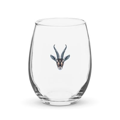 African Gazelle Portrait Stemless Wine Glass