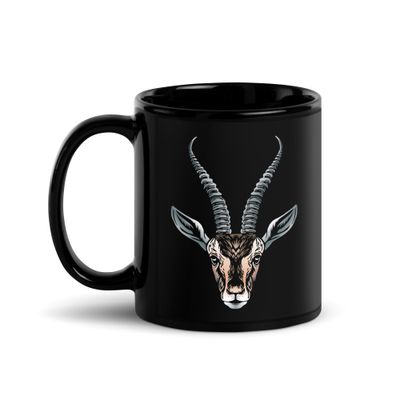 African Gazelle Portrait Black Coffee Mug