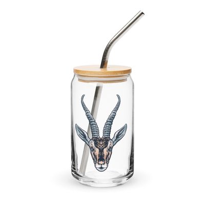 African Gazelle Portrait Can-Shaped Glass