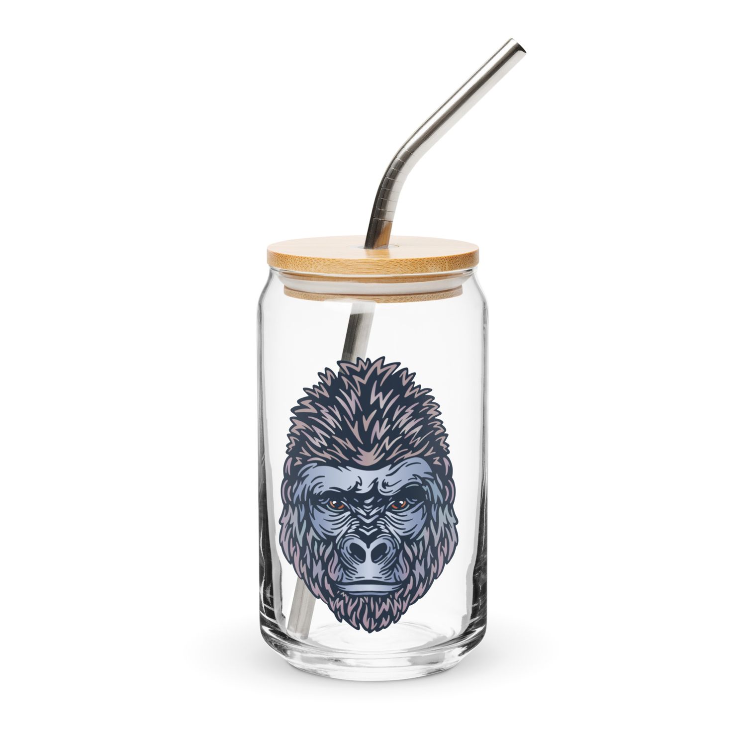 African Gorilla Portrait Can-Shaped Glass