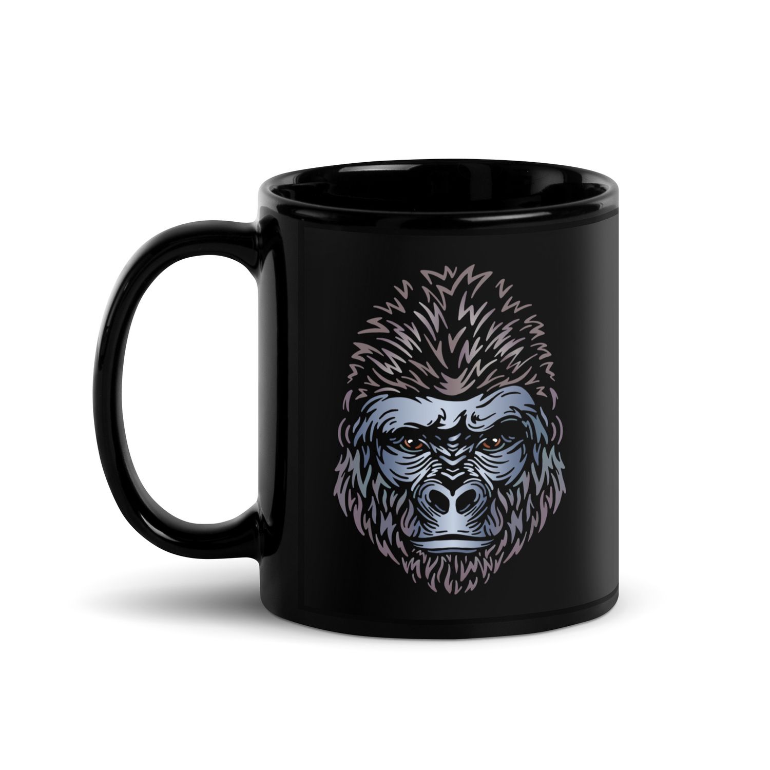 African Gorilla Portrait Black Coffee Mug