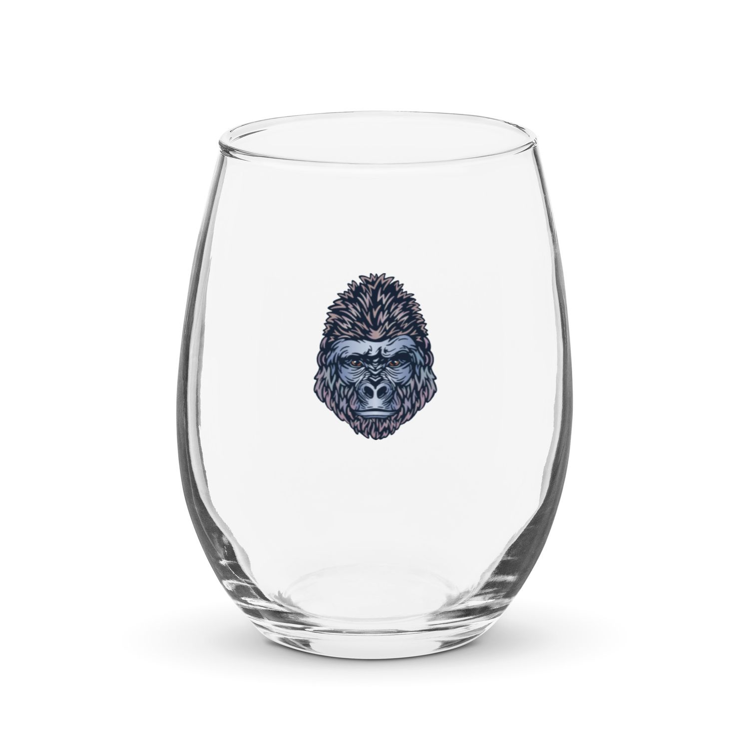 African Gorilla Portrait Stemless Wine Glass