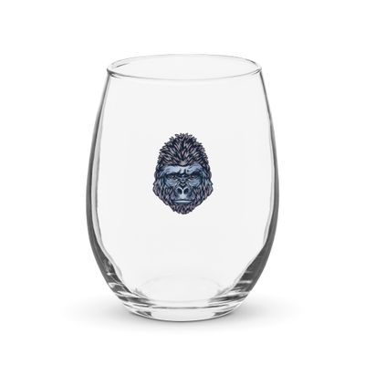 African Gorilla Portrait Stemless Wine Glass