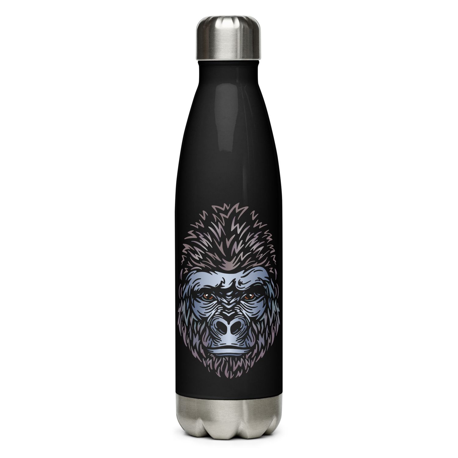 African Gorilla Portrait Stainless Steel Water Bottle