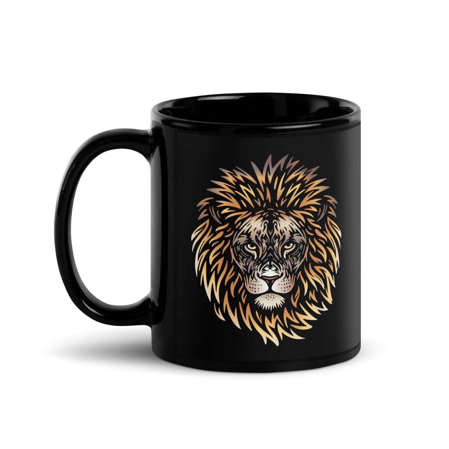 African Lion Portrait Black Coffee Mug