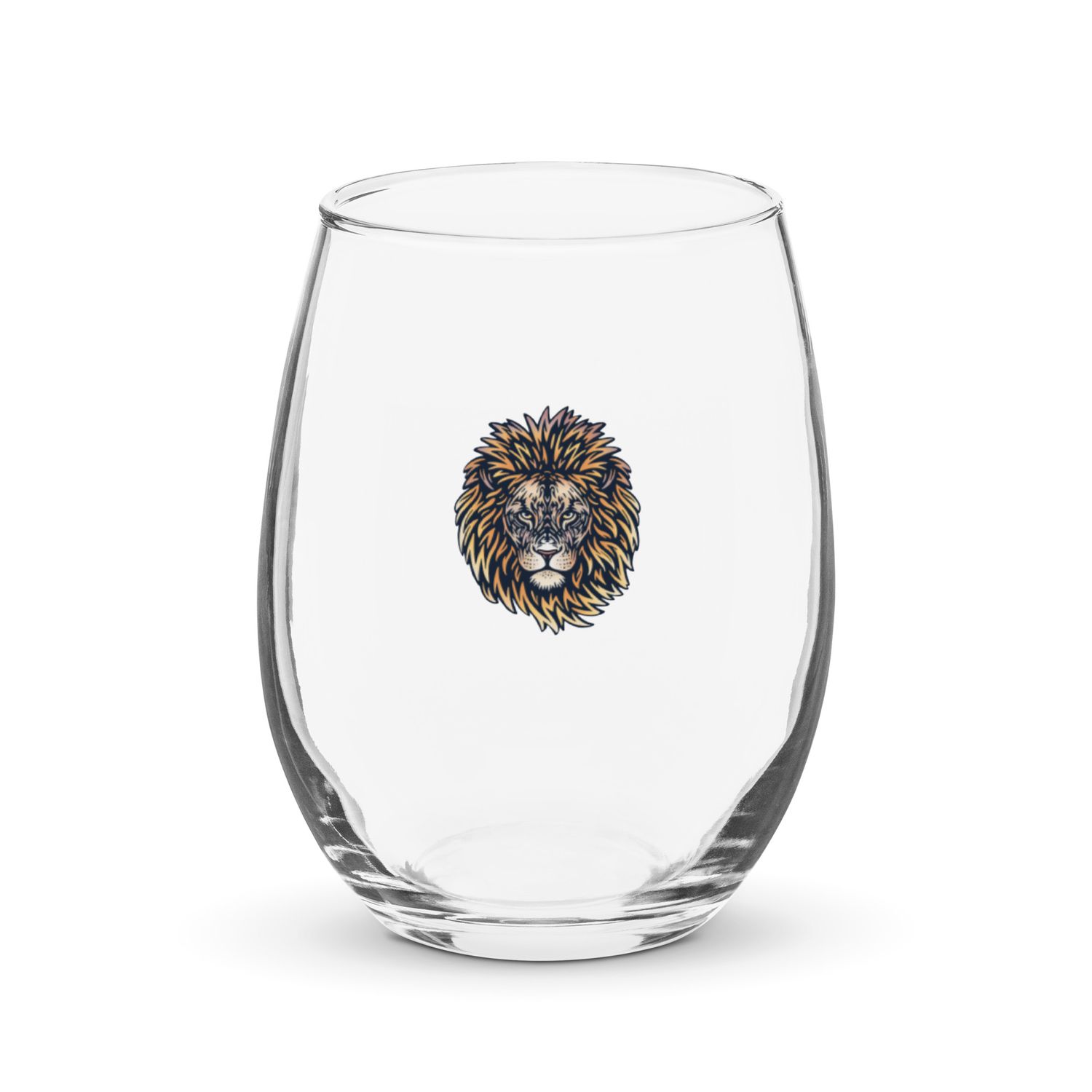 African Lion Portrait Stemless Wine Glass