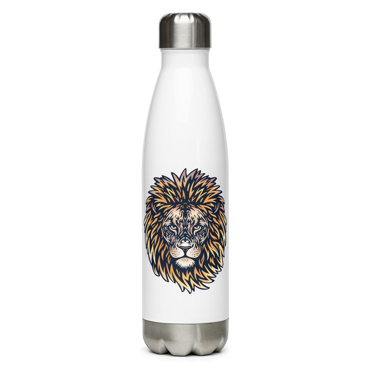 African Lion Portrait Stainless Steel Water Bottle
