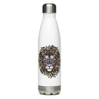 African Lion Portrait Stainless Steel Water Bottle