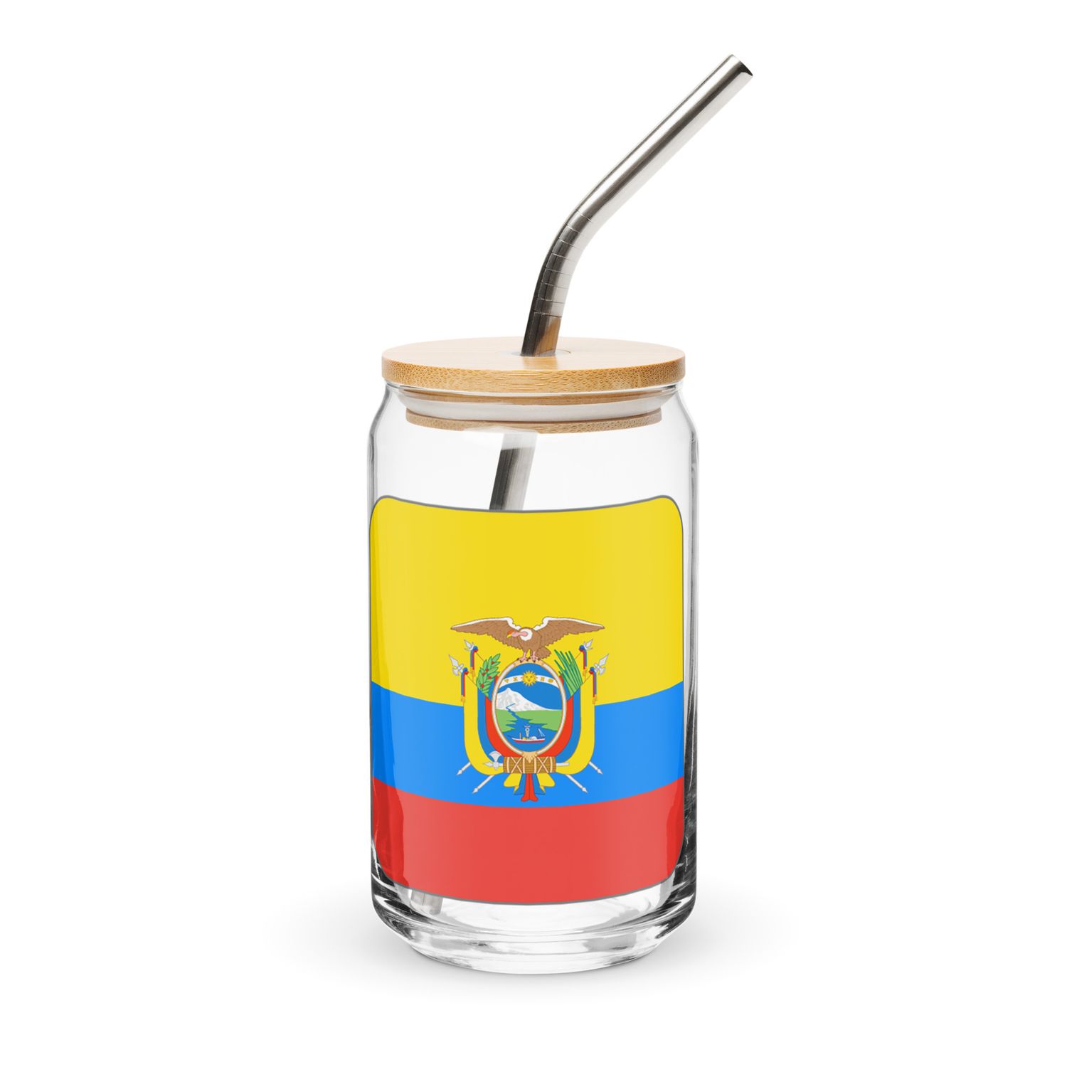 Ecuador Flag Can-Shaped Glass