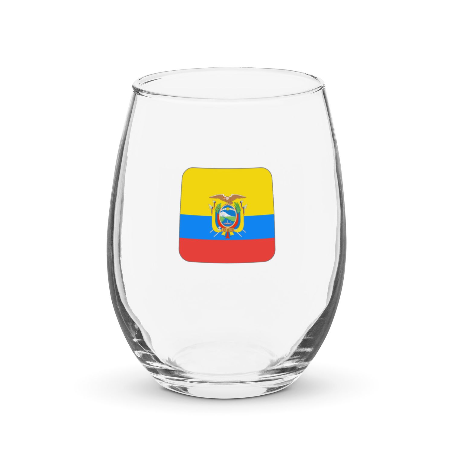 Ecuador Flag Stemless Wine Glass