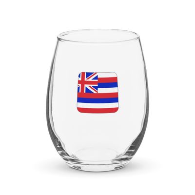 Hawaii Flag Stemless Wine Glass
