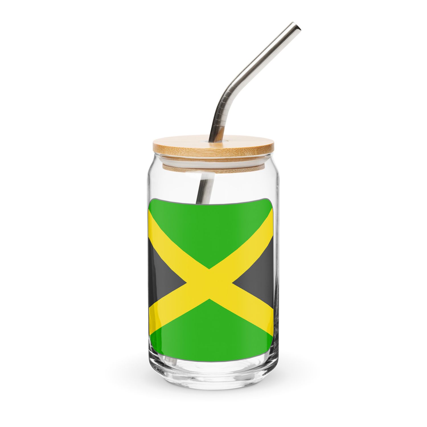 Jamaica Flag Can-Shaped Glass