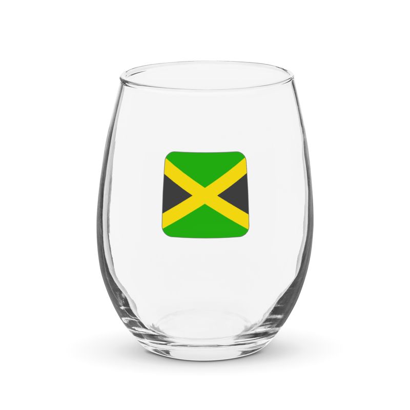 Jamaica Flag Stemless Wine Glass