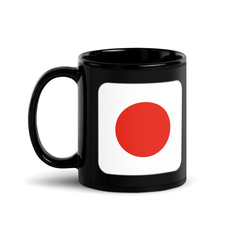 Japan Flag Black Coffee Mug