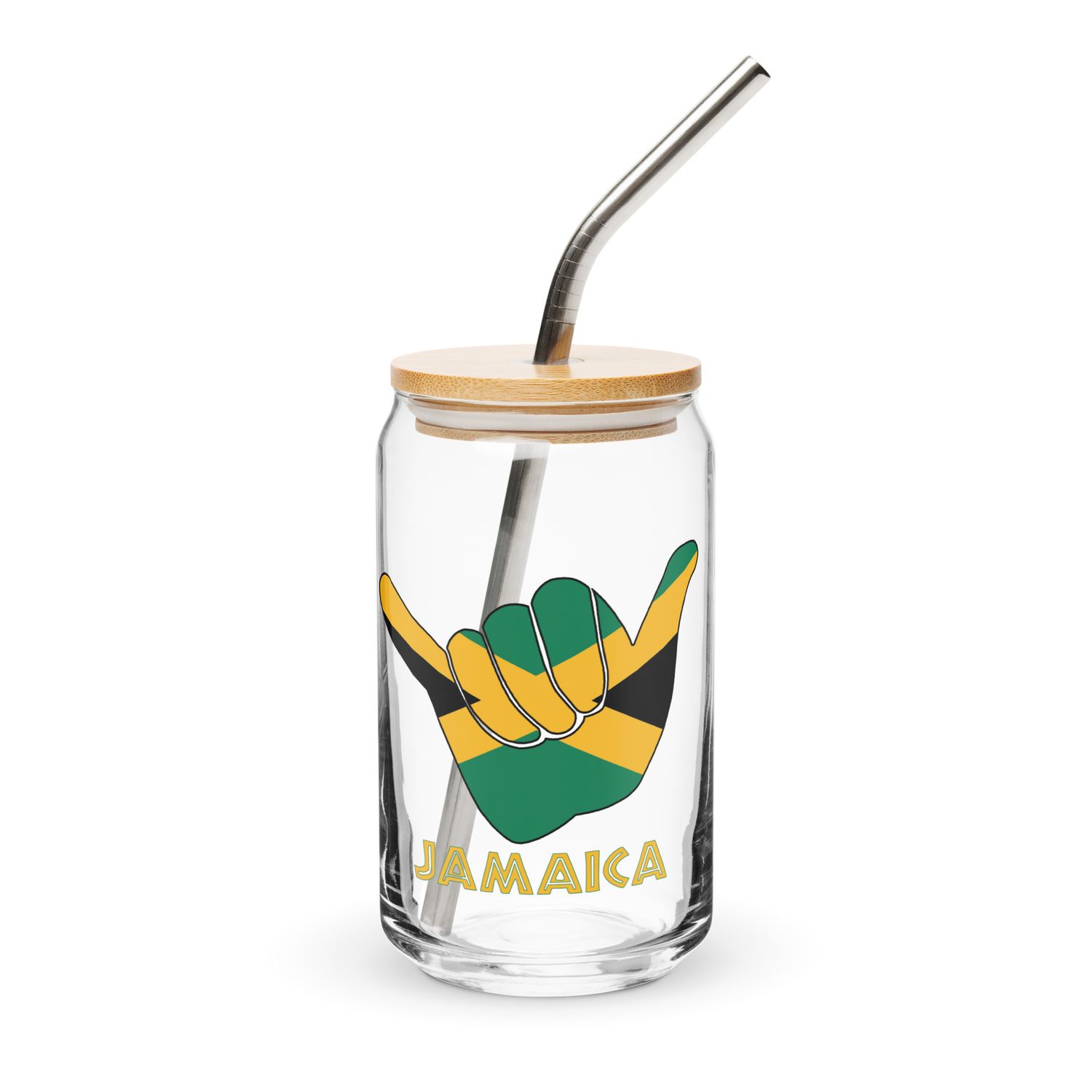 Jamaica Shaka Hang Loose Jamaican Flag Can-Shaped Glass