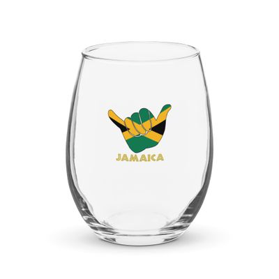 Jamaica Shaka Hang Loose Jamaican Flag Stemless Wine Glass