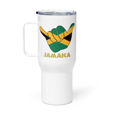Jamaica Shaka Hang Loose Jamaican Flag Travel Mug with a Handle