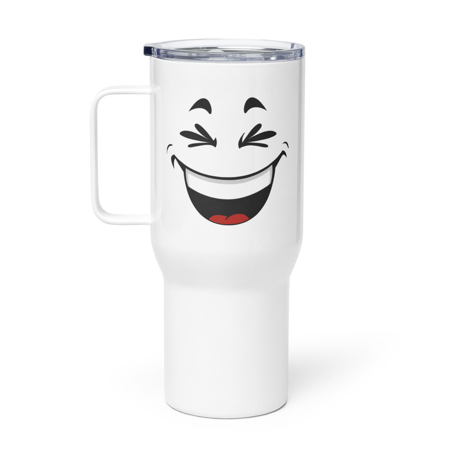 Laughing Face Travel Mug with a Handle
