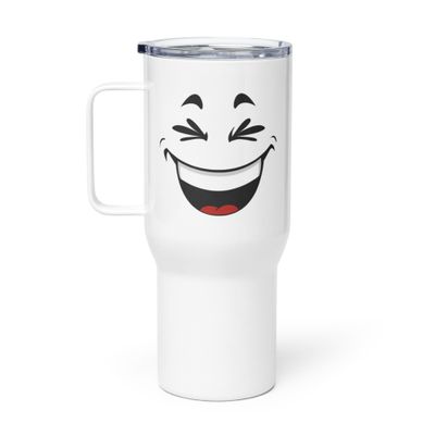 Laughing Face Travel Mug with a Handle