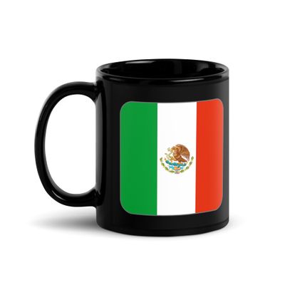 Mexico Flag Black Coffee Mug