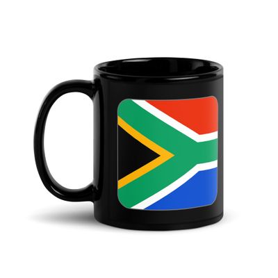 South Africa Flag Black Coffee Mug