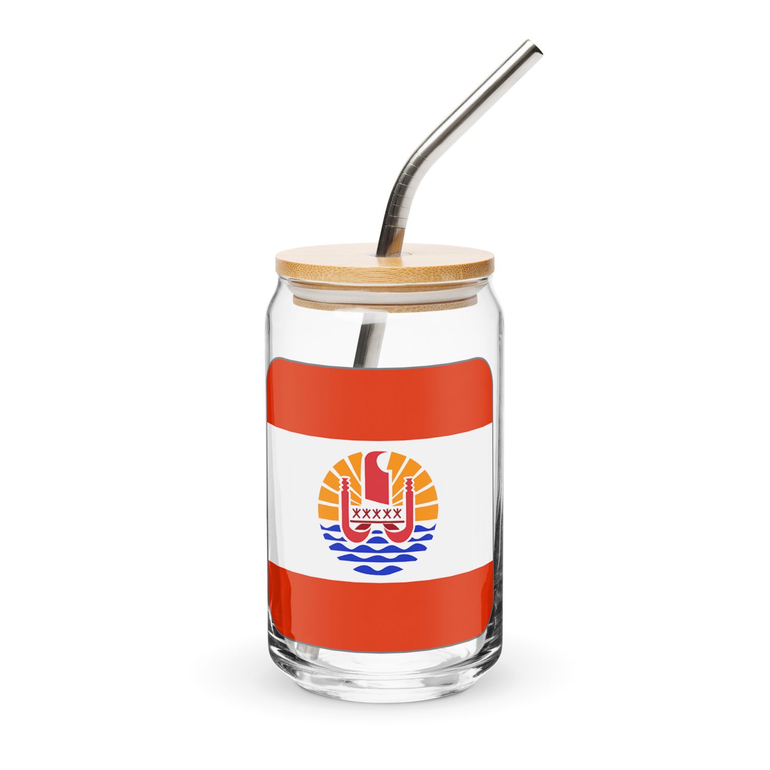French Polynesia Flag Can-Shaped Glass