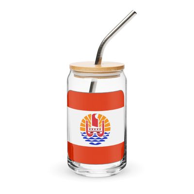 French Polynesia Flag Can-Shaped Glass