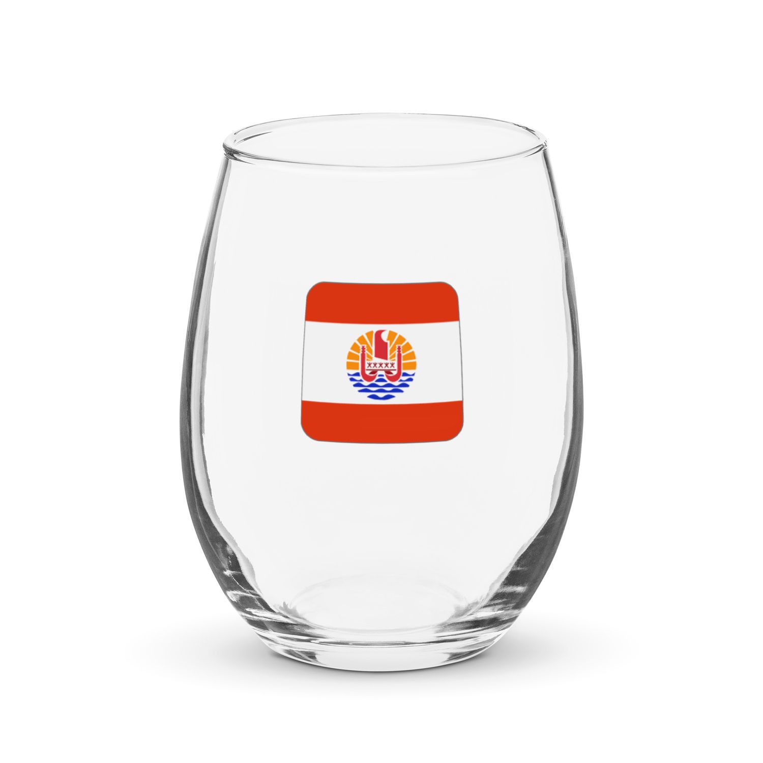 French Polynesia Flag Stemless Wine Glass