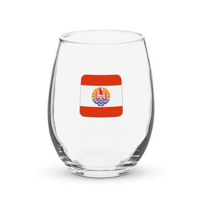 French Polynesia Flag Stemless Wine Glass