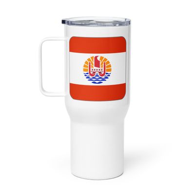 French Polynesia Flag Travel Mug with a Handle