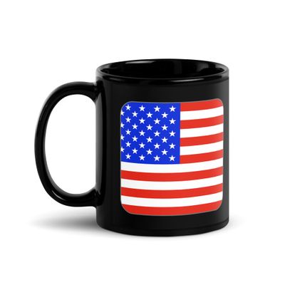 United States Flag Black Coffee Mug