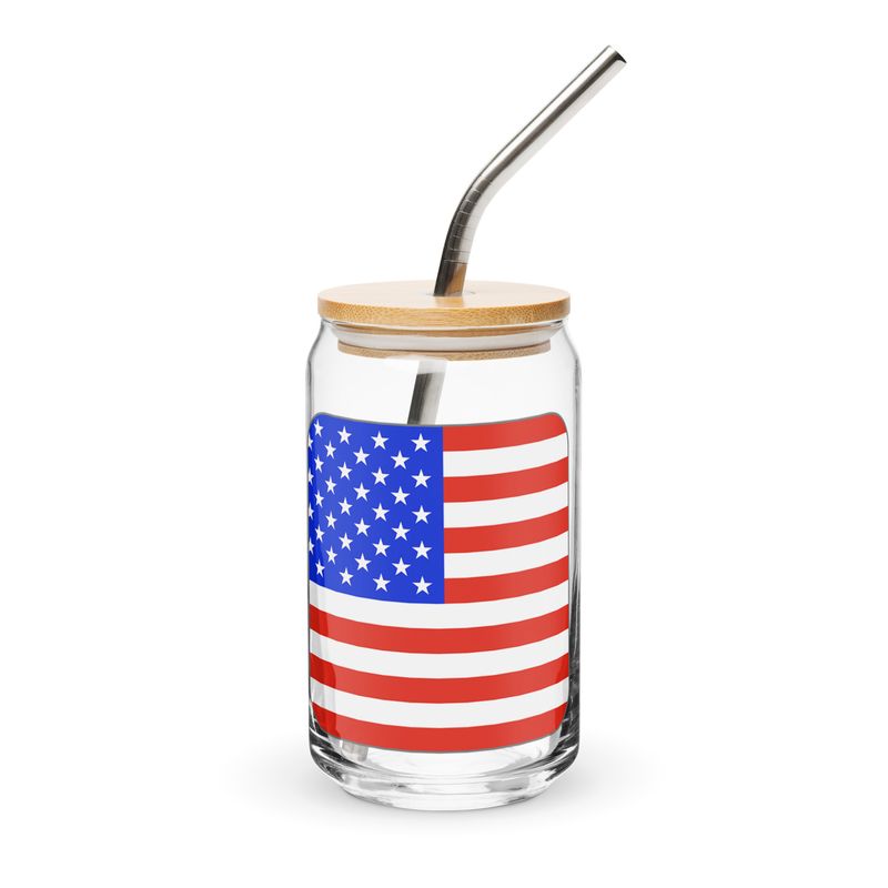 United States Flag Can-Shaped Glass