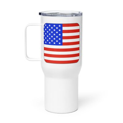 United States Flag Travel Mug with a Handle