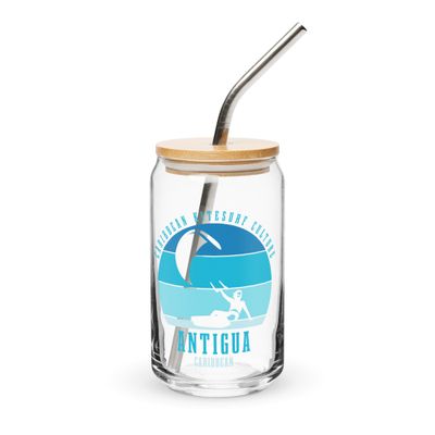 Antigua Kitesurfing Caribbean Kitesurfer Blue Can-Shaped Glass