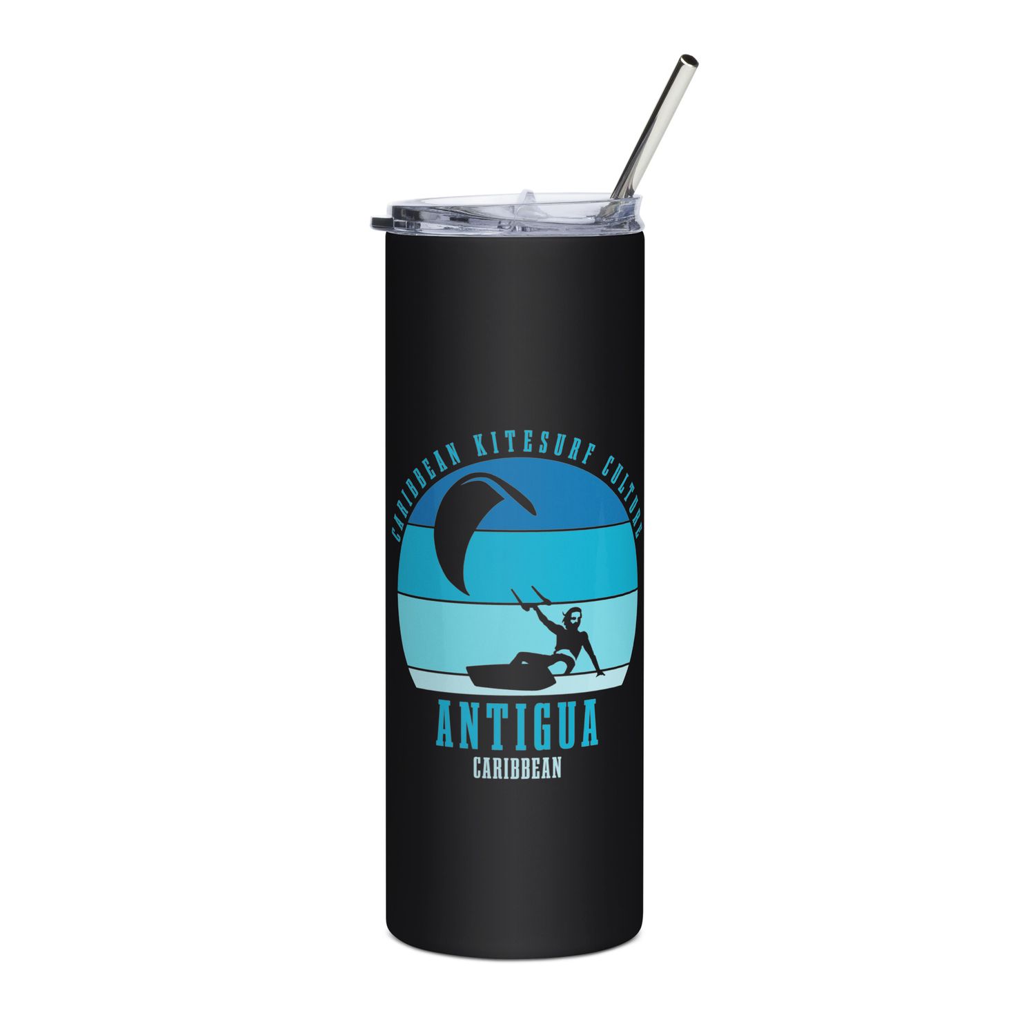 Antigua Kitesurfing Caribbean Kitesurfer Blue Stainless Steel Tumbler