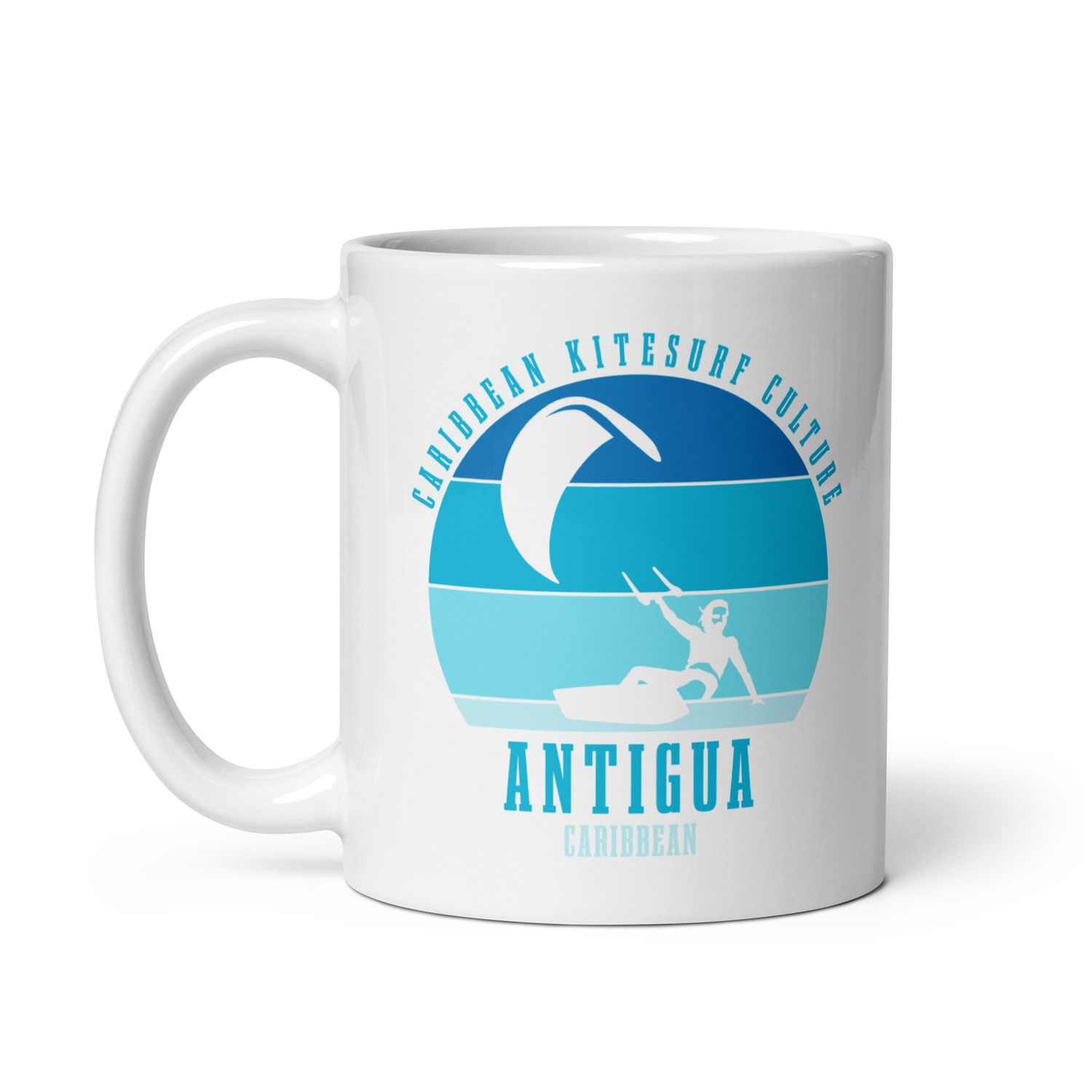Antigua Kitesurfing Caribbean Kitesurfer Blue White Coffee Mug
