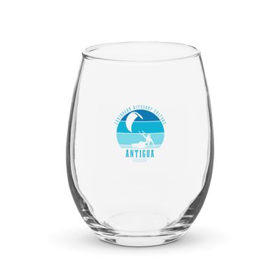 Antigua Kitesurfing Caribbean Kitesurfer Blue Stemless Wine Glass