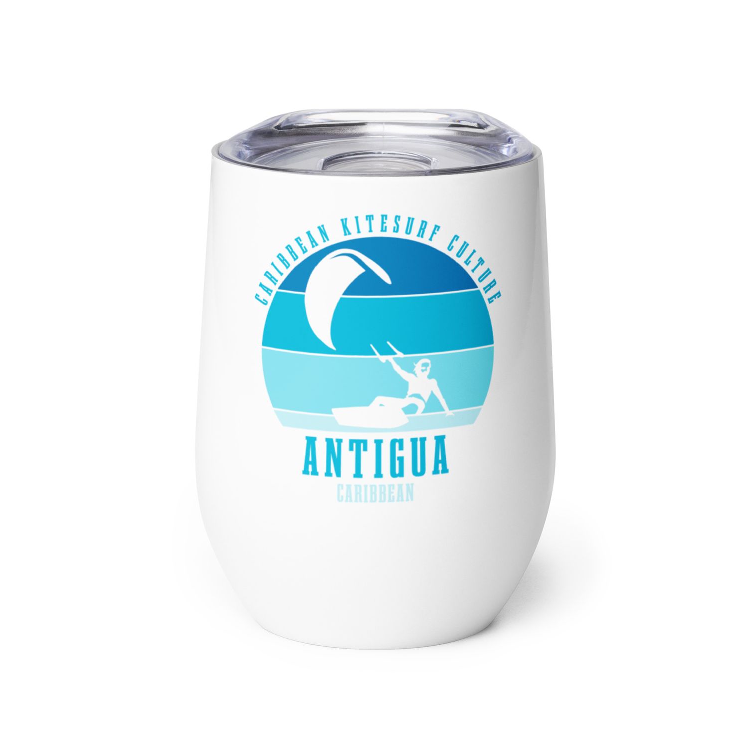 Antigua Kitesurfing Caribbean Kitesurfer Blue Wine Tumbler