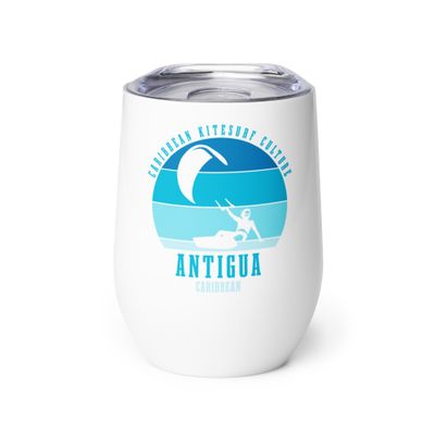 Antigua Kitesurfing Caribbean Kitesurfer Blue Wine Tumbler