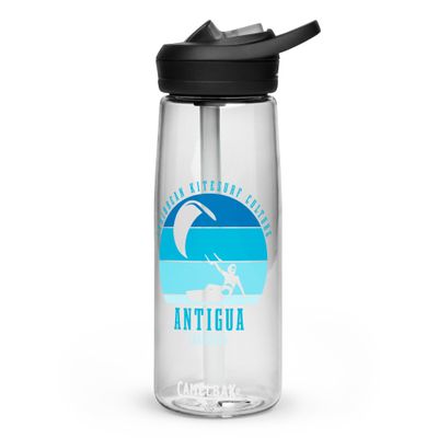 Antigua Kitesurfing Caribbean Kitesurfer Blue Sports Water Bottle